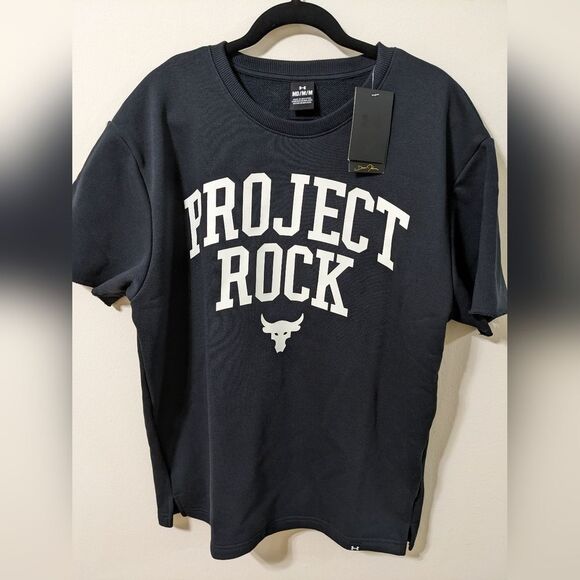 Under armour Project Rock Crew Terry SS Sweatshirt Men M Heavyweight 1377435 - Picture 1 of 6